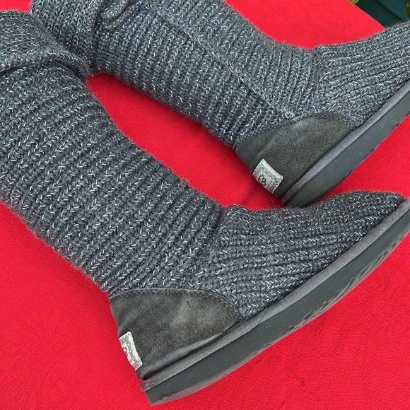 UGG Cardi Gray Fold Down Knit Sweater Boots - Picture 15 of 17